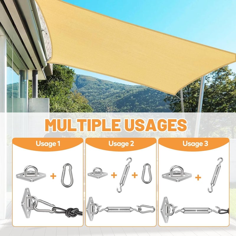 Spiglamm 6 Inch Shade Sail Hardware Kit for Triangle Rectangle Installation, 304 Stainless Steel Shade Sail Hardware Accessories for Outdoor Patio Canopy Garden, Heavy Duty Fixing Attachment 44 Pcs - Image 4